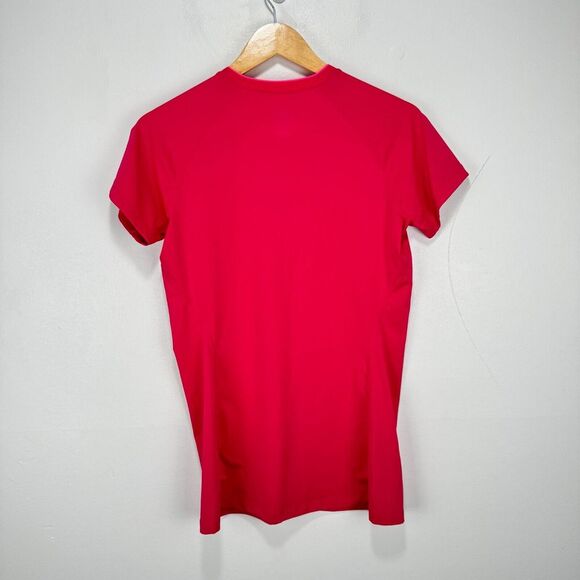 Nike Pro Performance Shirt Top Women Large Pink Red Stretch Dri-Fit Gym Training - Picture 6 of 9